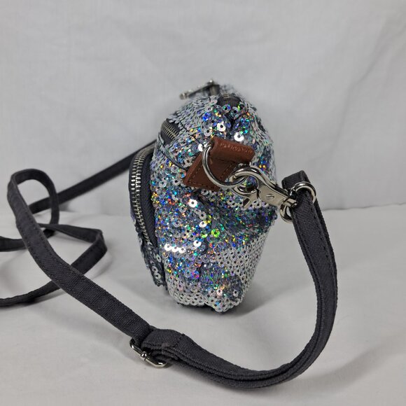 PINK Victoria's Secret Silver Sequin Iridescent Crossbody Purse Bag - Picture 3 of 9